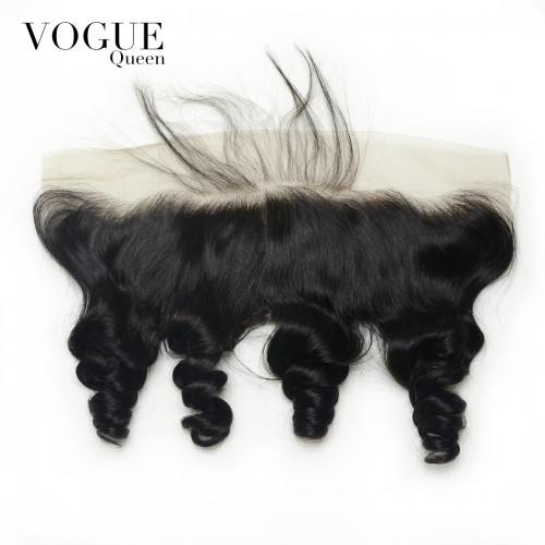 7A Full Lace Frontal Closure 13x4 Loose Curly  Virgin Brazilian Human Hair 